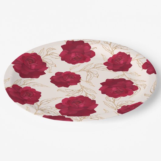 Bruid in bloei roos en gouden bloemig vrijgezellen papieren bordje (Gekanteld)