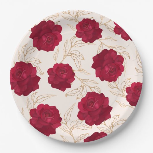 Bruid in bloei roos en gouden bloemig vrijgezellen papieren bordje (Voorkant)