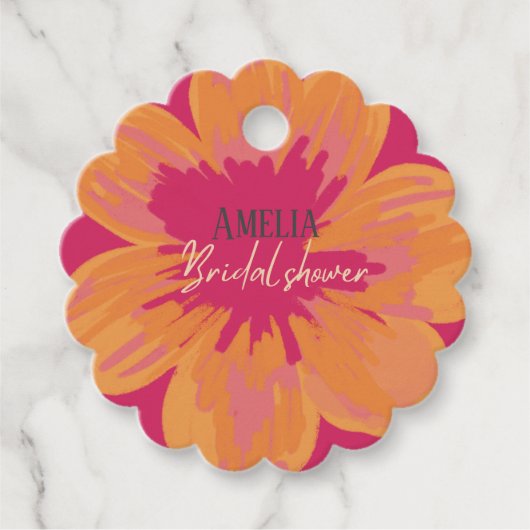 Bruid in bloei Roze bloemige Bruidsdouche  Bedankjes Labels (Voorkant)