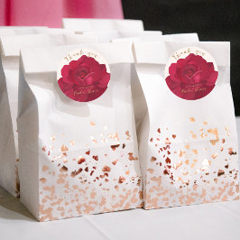 Bruid in bloei roze en gouden bloem bruidsdouche ronde sticker