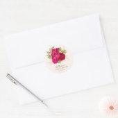 Bruid in bloei roze en gouden bloem bruidsdouche ronde sticker (Envelop)
