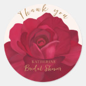 Bruid in bloei roze en gouden bloemige bruidsdouch ronde sticker (Voorkant)