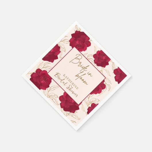 Bruid in bloei roze en gouden bloemige bruidsdouch servet (Hoek)