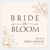 Bruid in bloei Tan Brown Bruiloft Borrel Vierkante Sticker (Voorkant)