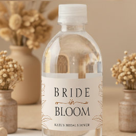 Bruid in bloei Tan bruine bruiloftcadeau Waterfles Etiket