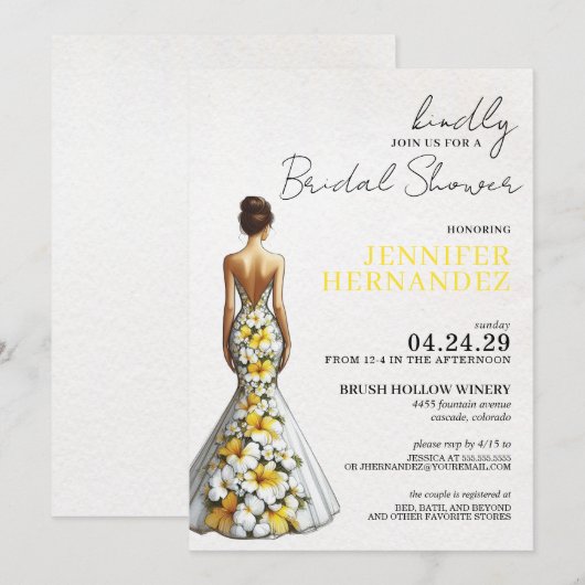 Bruid in Bloei Tropisch Geel Vrijgezellenfeest Kaart (Voorkant / Achterkant)