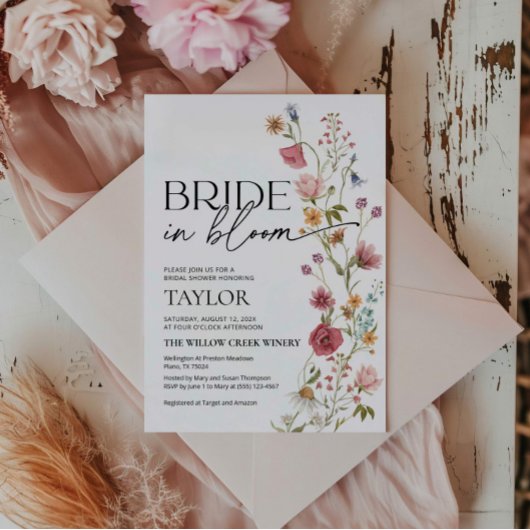 bruid in bloei | Uitnodiging voor bruidsdouche