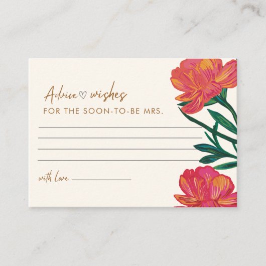 Bruid in bloei Vrijgezellenfeest Advies en wensen Informatiekaartje (Voorkant)