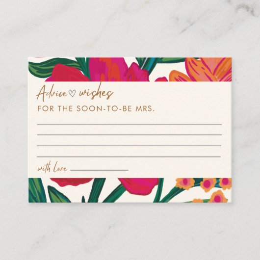 Bruid in bloei Vrijgezellenfeest Advies en wensen Informatiekaartje (Voorkant)