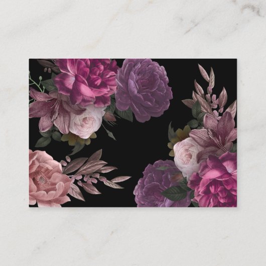 Bruid in bloei zwart bloemig Vrijgezellenfeest Adv Informatiekaartje (Achterkant)