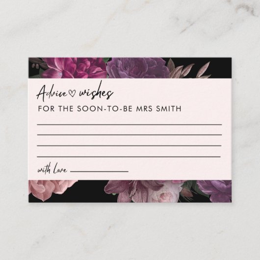 Bruid in bloei zwart bloemig Vrijgezellenfeest Adv Informatiekaartje (Voorkant)