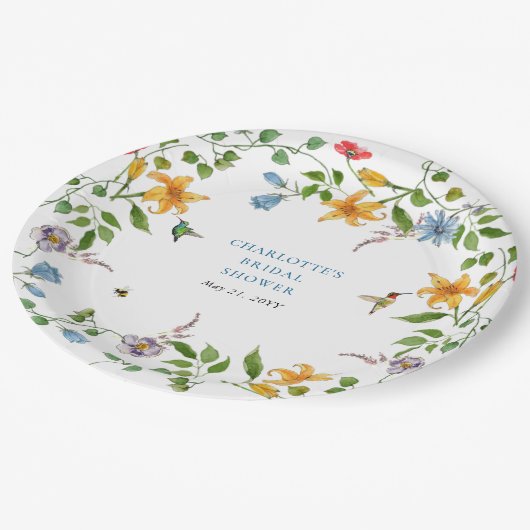 Bruid in Bloom Bloemen Vrijgezellenfeest Papieren Bordje (Gekanteld)