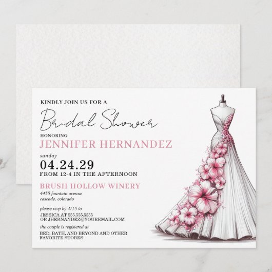 Bruid in Bloom Roze Hibiscus Vrijgezellenfeest Kaart (Voorkant / Achterkant)