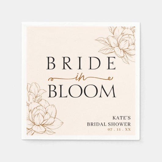 Bruid in Bloom Tan Brown Vrijgezellenfeest Servet (Voorkant)