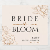 Bruid in Bloom Tan Brown Vrijgezellenfeest Sparkling Wijnetiket (Enkel label)