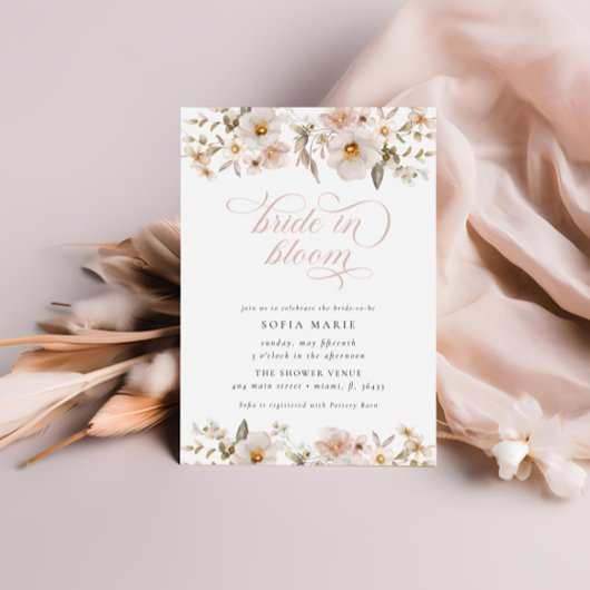 Bruid in Bloom Zachte Lente Elegante Bruidsfeestje Kaart