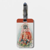 Bruid in Chinese Rode Bruiloft Shanghai Yuefenpai Bagagelabel (Achterkant verticaal)