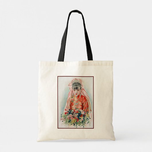 Bruid in Chinese Rode Bruiloft Shanghai Yuefenpai Tote Bag (Achterkant)