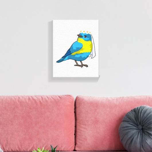Bruid in de vorm van een vogel met bloemenkrans canvas afdruk (Insitu (Woonkamer))