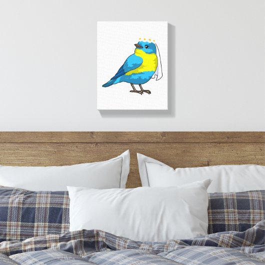 Bruid in de vorm van een vogel met bloemenkrans canvas afdruk (Insitu (Slaapkamer))