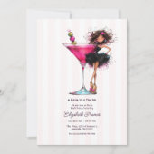 Bruid in een beetje roze Martini Bachelorette Kaart (Voorkant)