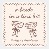 Bruid in een klein beetje espresso Martini Bachelo Vierkante Sticker (Voorkant)