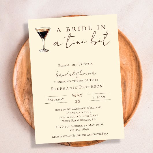 Bruid in een Tini Bit Espresso Martini Vrijgezelle Kaart