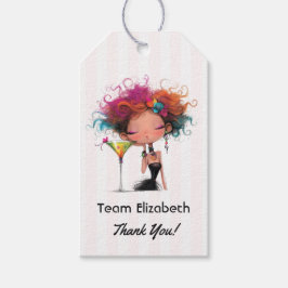 Bruid in een Tini Bit Martini Hen Party Cadeaulabel
