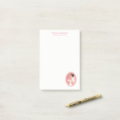 Bruid in een witte trouwjurk met een boeket post-it® notes (Op bureau)