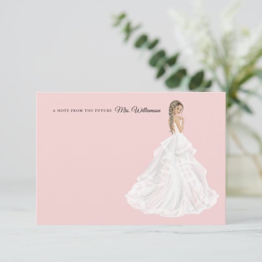 Bruid in Gown Vrijgezellenfeest Dank u kaart (Staand voorkant)