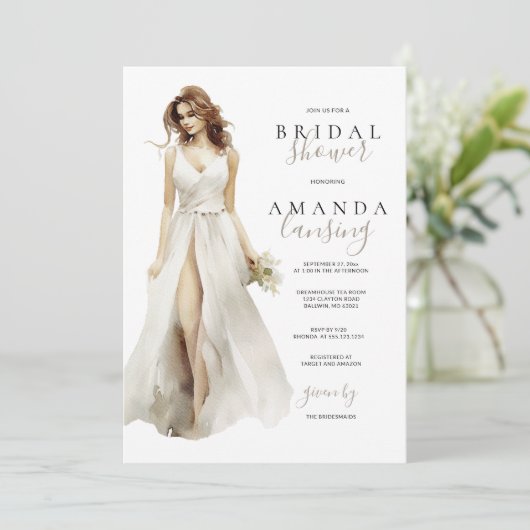 Bruid in Gown Vrijgezellenfeest Kaart (Staand voorkant)