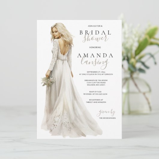 Bruid in Gown Vrijgezellenfeest Kaart (Staand voorkant)