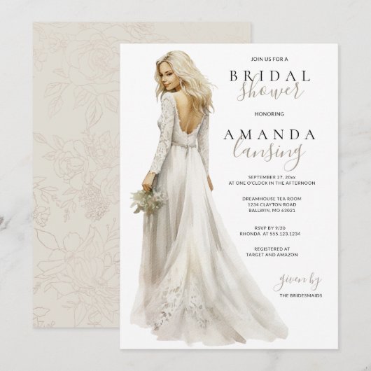 Bruid in Gown Vrijgezellenfeest Kaart (Voorkant / Achterkant)