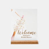 Bruid in Gown Vrijgezellenfeest Welkom Acryl Bord (Voorkant)