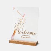 Bruid in Gown Vrijgezellenfeest Welkom Acryl Bord (Hoek)