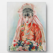 Bruid in het rood op Chinese bruiloft in Shanghai Fotoplaat (Voorkant)