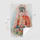 Bruid in het rood op Chinese bruiloft in Shanghai Golfhanddoek (Insitu)