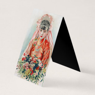 Bruid in het rood op Chinese bruiloft in Shanghai Kaart