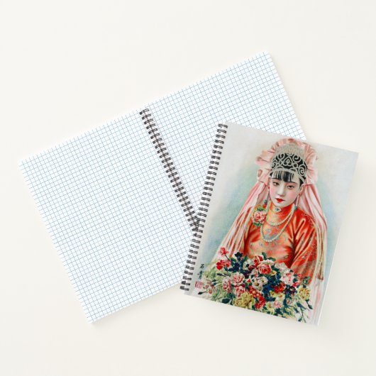 Bruid in het rood op Chinese bruiloft in Shanghai Notitieboek (Binnen)