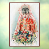 Bruid in het rood op Chinese bruiloft in Shanghai Raamsticker (Vel 3)