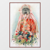 Bruid in het rood op Chinese bruiloft in Shanghai Raamsticker (Vel)