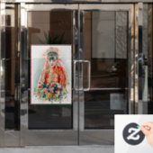 Bruid in het rood op Chinese bruiloft in Shanghai Raamsticker (Kantoordeur)