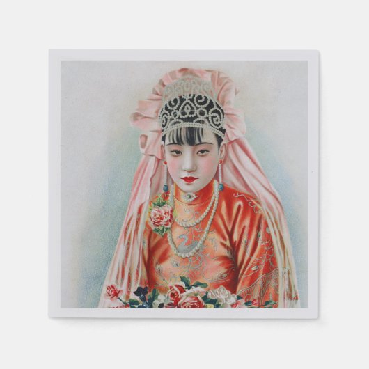 Bruid in het rood op Chinese bruiloft in Shanghai Servet (Voorkant)