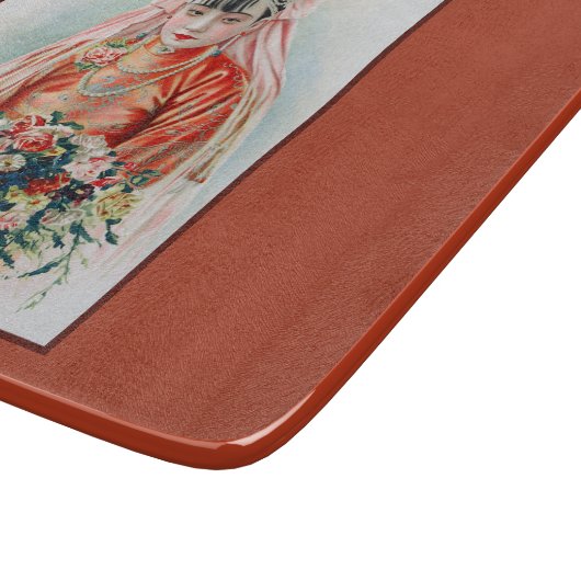 Bruid in het rood op Chinese bruiloft in Shanghai Snijplank (Hoek)