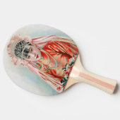 Bruid in het rood op Chinese bruiloft in Shanghai Tafeltennisbatje (Zijkant)