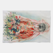 Bruid in het rood op Chinese bruiloft in Shanghai Theedoek (Horizontaal)