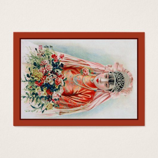 Bruid in het rood op Chinese bruiloft in Shanghai Visitekaartje (Voorkant)