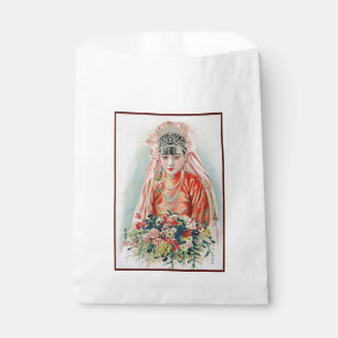 Bruid in het rood op een Chinese bruiloft in Shang Bedankzakje