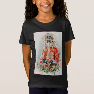 Bruid in het rood op een Chinese bruiloft in Shang T-shirt
