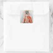 Bruid in het rood op een Chinese bruiloft in Shang Vierkante Sticker (Tas)